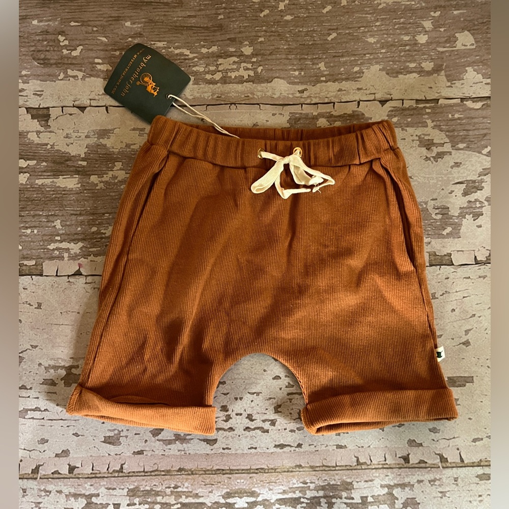 My Brother John rust orange tan shorts Boutique retro style boys pants NWT